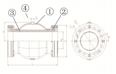 球形气囊式管夹阀结构简图