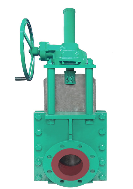 伞齿轮组合式穿透矿浆刀闸阀 