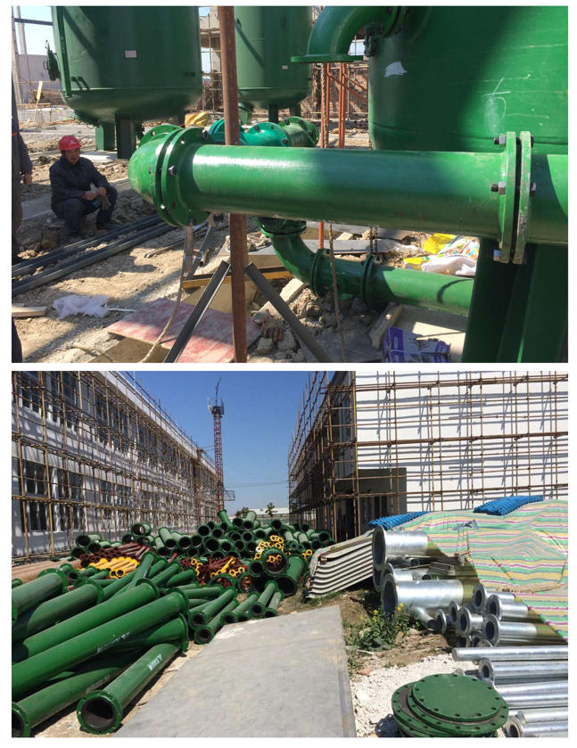 丰新建电厂现场安装衬胶管件-2