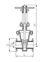 手动衬胶闸板阀结构图