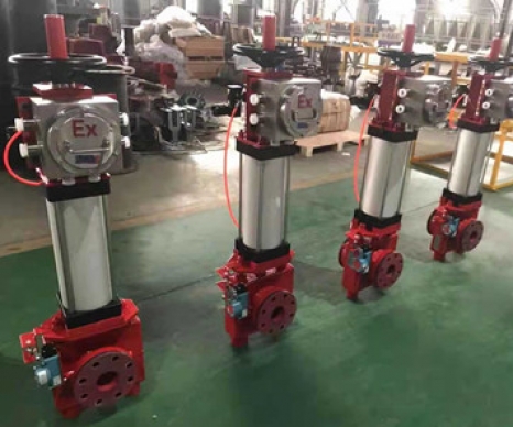 防爆型-气缸式带手轮管夹阀